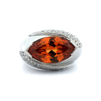 Eclat Jewels Platinum Mandarin Garnet & Diamond Ring
