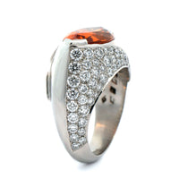 Eclat Jewels Platinum Mandarin Garnet & Diamond Ring