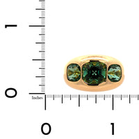Eclat Jewels 18K Yellow Gold 3 Stone Green Tourmaline Ring