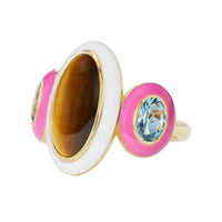 Emily P. Wheeler 18K Yellow Gold Tiger Eye and Aquamarine Farrah Ring