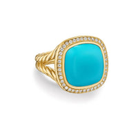Albion® Ring 18K Yellow Gold with Turquoise and Diamonds, 15mm