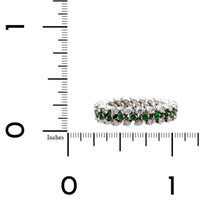 18K White Gold 3 Row Adjustable Diamond and Tsavorite Ring