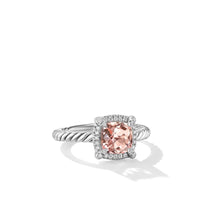 Petite Chatelaine® Pavé Bezel Ring Sterling Silver with Morganite and Diamonds, 7mm