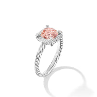 Petite Chatelaine® Pavé Bezel Ring Sterling Silver with Morganite and Diamonds, 7mm