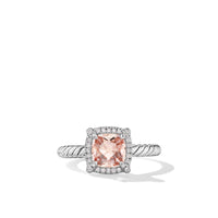 Petite Chatelaine® Pavé Bezel Ring Sterling Silver with Morganite and Diamonds, 7mm