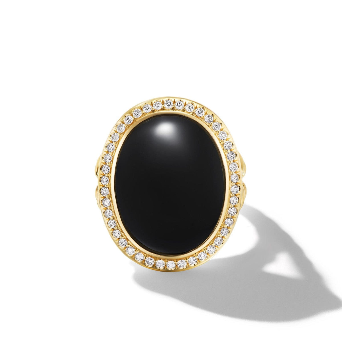 Albion® Oval Ring in 18K Yellow Gold with Black Onyx and Diamonds, 21mm