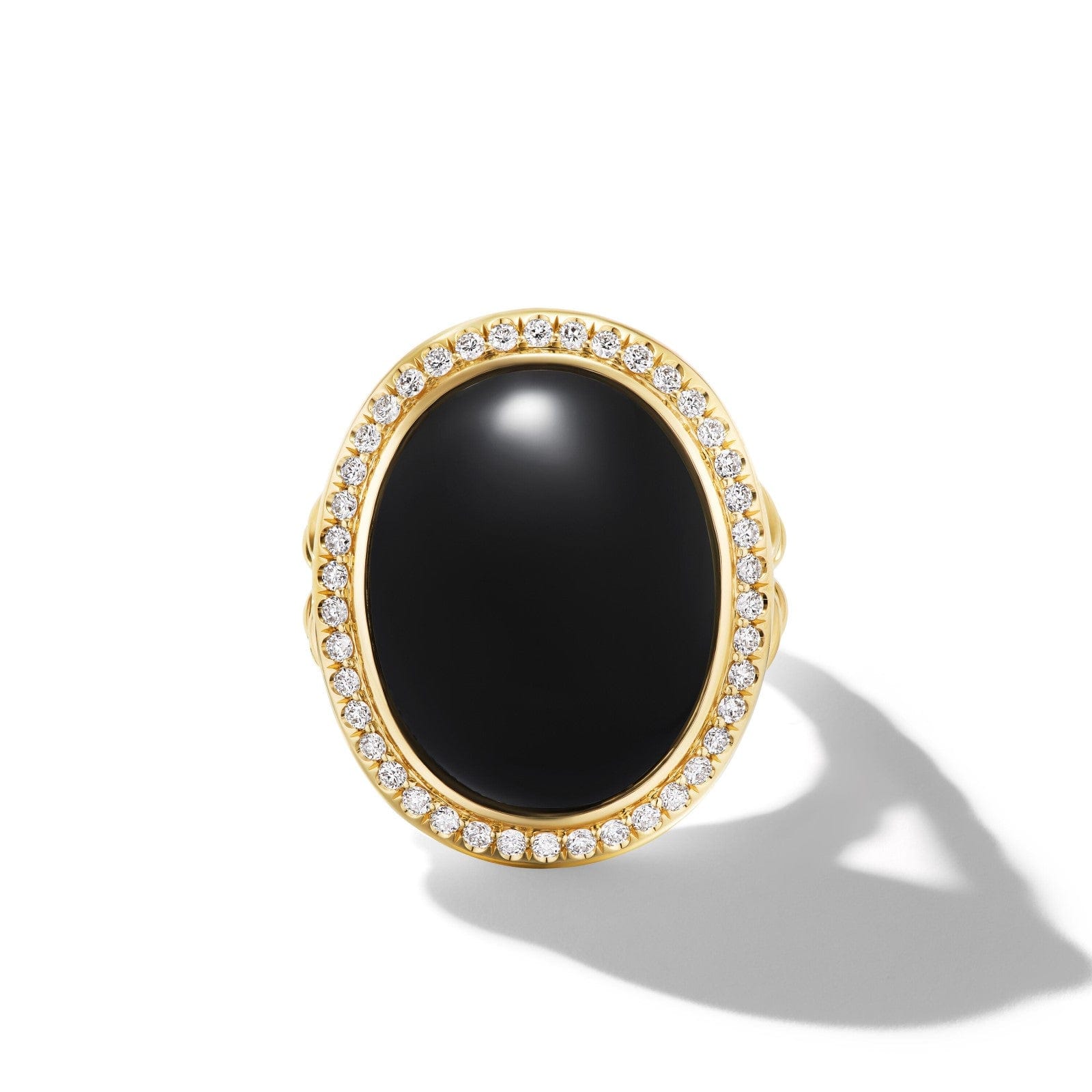 Albion® Oval Ring in 18K Yellow Gold with Black Onyx and Diamonds, 21mm