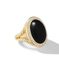 Albion® Oval Ring in 18K Yellow Gold with Black Onyx and Diamonds, 21mm