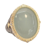 Armenta 18K Yellow Gold and Sterling Silver Milky Aquamarine and Diamond Ring