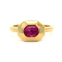18K Yellow Gold Bezel Set Pink Spinel Ring