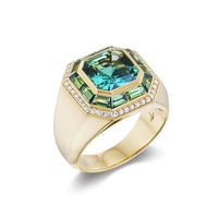 Sorellina 18K Yellow Gold Mint Tourmaline, Sapphire, and Diamond Ring