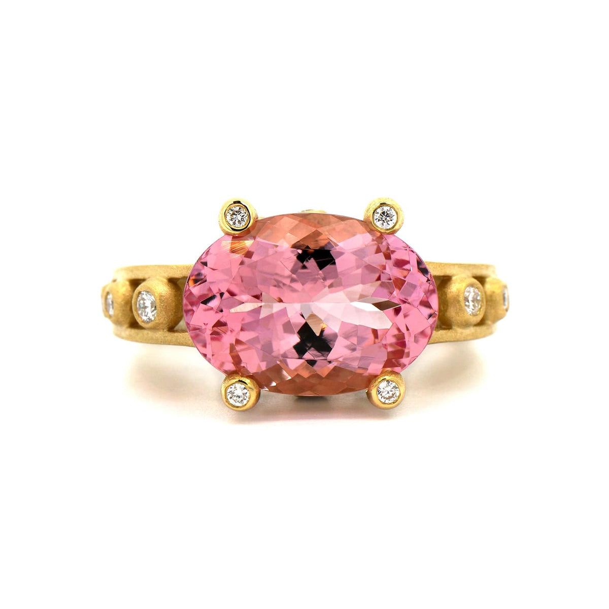 Suzy Landa 18K Yellow Gold Morganite and Diamond Ring – Long's