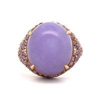 Eclat Jewels 18K Rose Gold Lavender Jade, Sapphires, and Diamond Ring