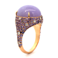 Eclat Jewels 18K Rose Gold Lavender Jade, Sapphires, and Diamond Ring