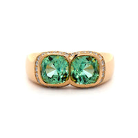 Eclat Jewels 18K Yellow Gold Mint Tourmaline and Diamond Ring