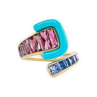 Emily P. Wheeler 18K Yellow Gold Multi Gemstone Buckle Ring