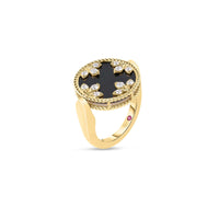 Roberto Coin 18K Yellow Gold Venetian Princess Jade and Diamond Medallion Ring