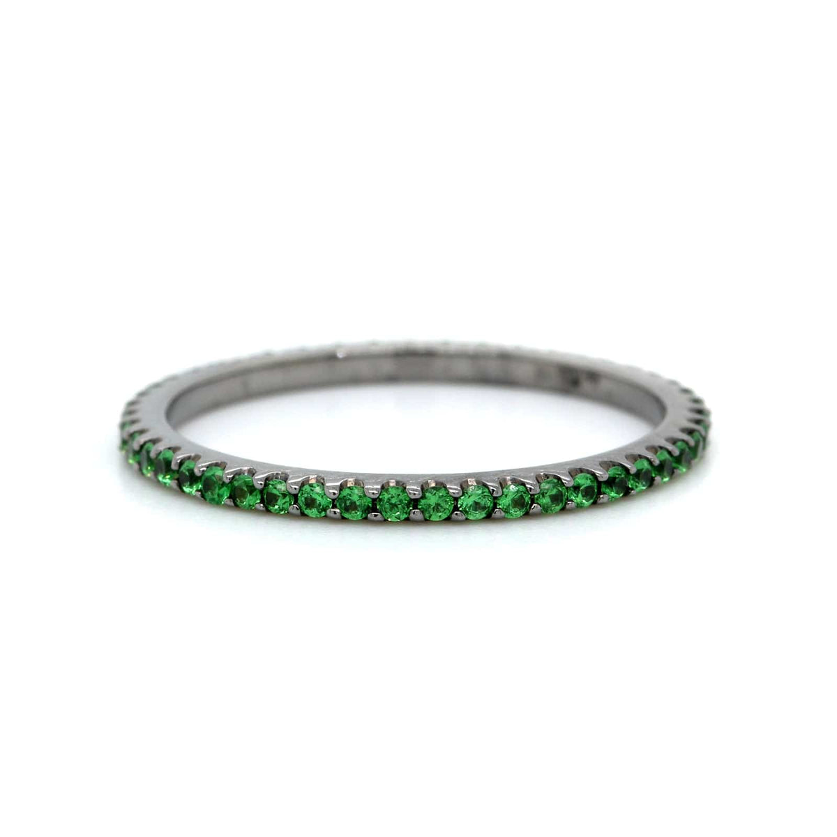 18K White Gold Shared Prong Tsavorite Ring