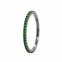 18K White Gold Shared Prong Tsavorite Ring