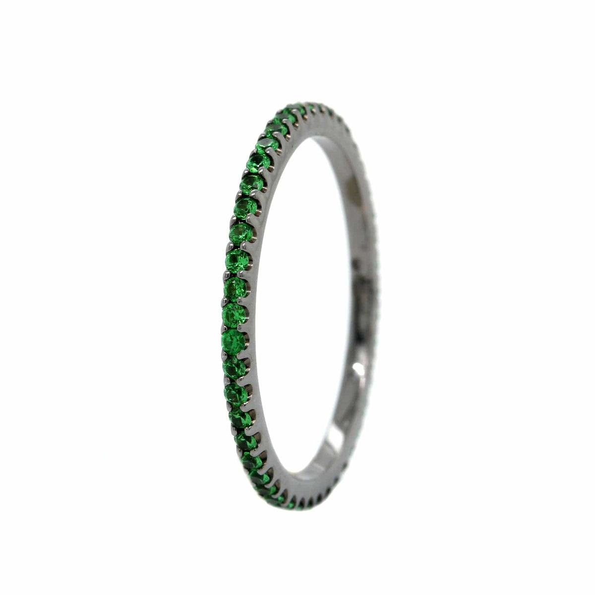 18K White Gold Shared Prong Tsavorite Ring