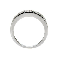 14K White Gold 3 Row Tsavorite and Diamond Band