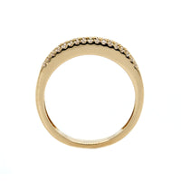 14K Yellow Gold 3 Row Tsavorite and Diamond Band