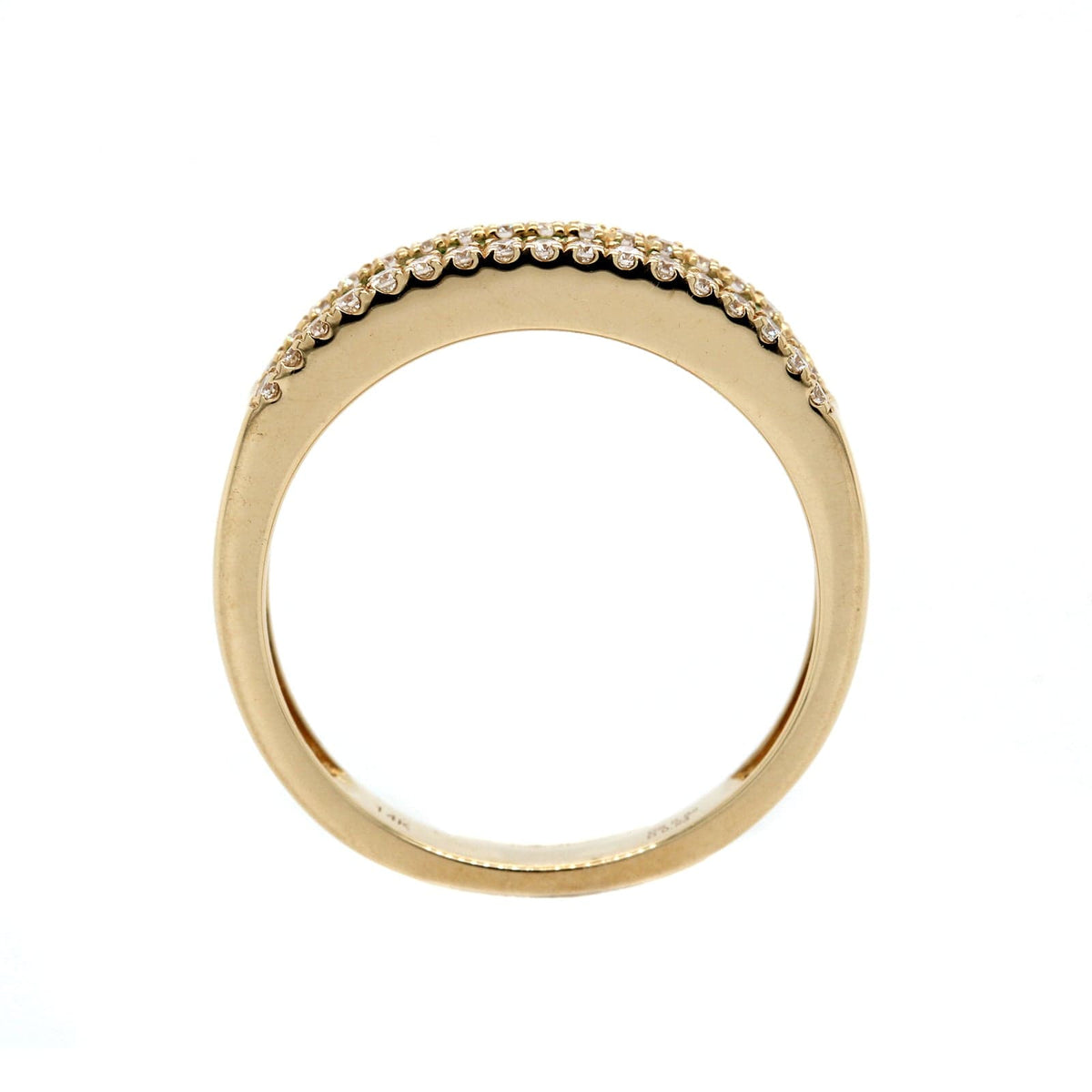 14K Yellow Gold 3 Row Tsavorite and Diamond Band