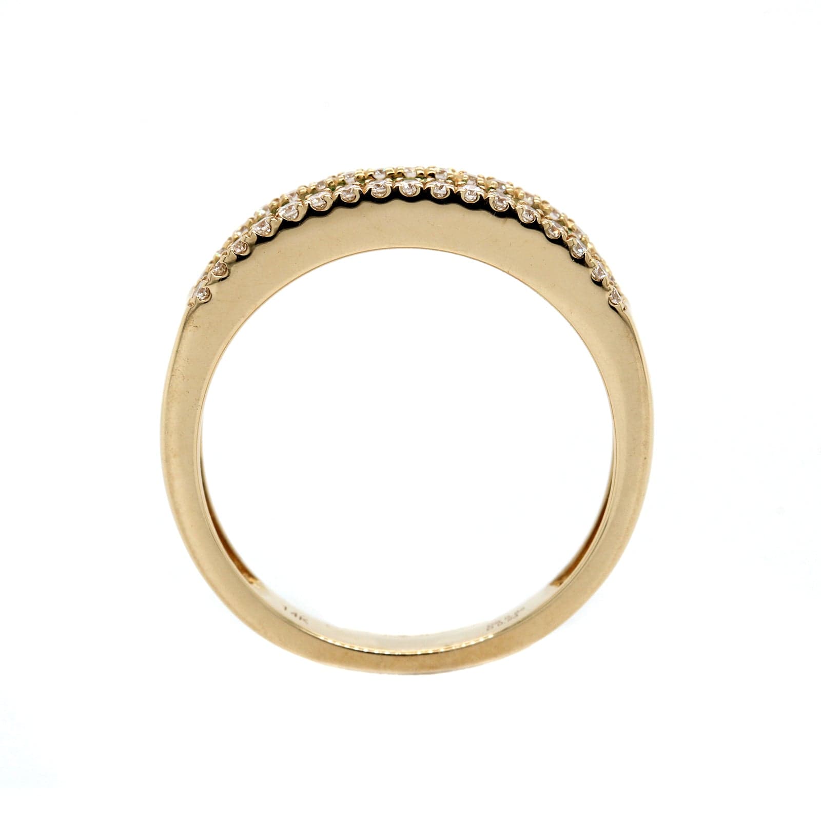 14K Yellow Gold 3 Row Tsavorite and Diamond Band