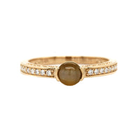 14K Yellow Gold Cabochon Alexandrite and Diamond Ring
