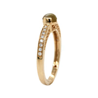14K Yellow Gold Cabochon Alexandrite and Diamond Ring