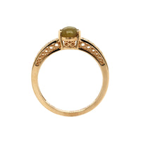 14K Yellow Gold Cabochon Alexandrite and Diamond Ring