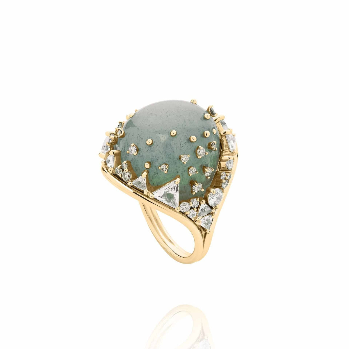 Fernando Jorge 18K Yellow Gold Diamond, Aquamarine, and Topaz Fusion Ring