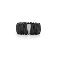 18K White Gold Matte Black Ceramic and Diamond Stretch Ring
