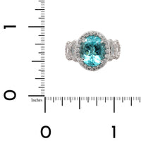 Platinum Oval Paraiba and Diamond Halo Ring