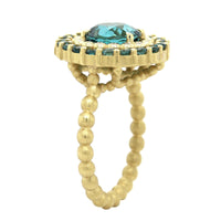 Suzy Landa 18K Yellow Gold Blue Tourmaline and Diamond Ring