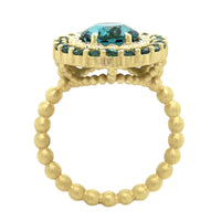 Suzy Landa 18K Yellow Gold Blue Tourmaline and Diamond Ring