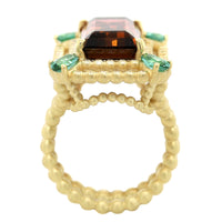 Suzy Landa 18K Yellow Gold Emerald Cut Watermelon Tourmaline and Diamond Ring