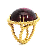 Suzy Landa 18K Yellow Gold Oval Rubellite and Diamond Cocktail Ring