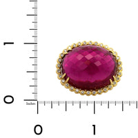 Suzy Landa 18K Yellow Gold Oval Rubellite and Diamond Cocktail Ring