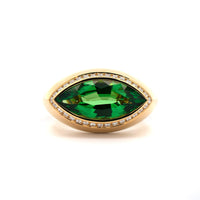 Eclat Jewels 18K Rose Gold Marquise Shaped Tsavorite and Diamond Ring