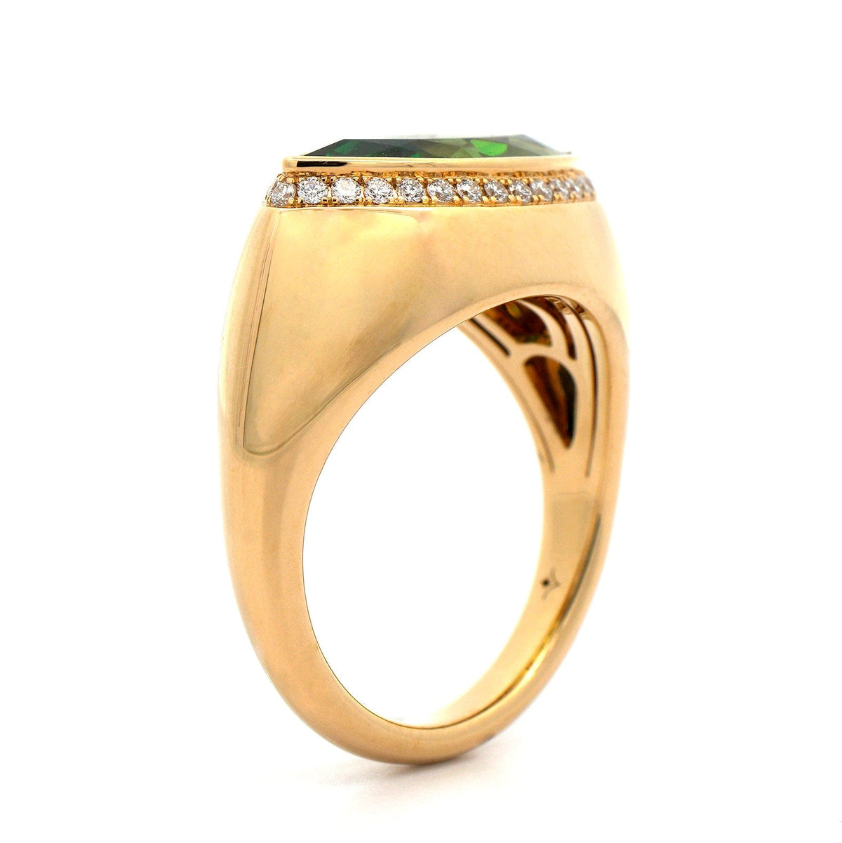 Eclat Jewels 18K Rose Gold Marquise Shaped Tsavorite and Diamond Ring