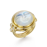 Temple St. Clair 18K Yellow Gold Moonface Diamond and Moonstone Ring