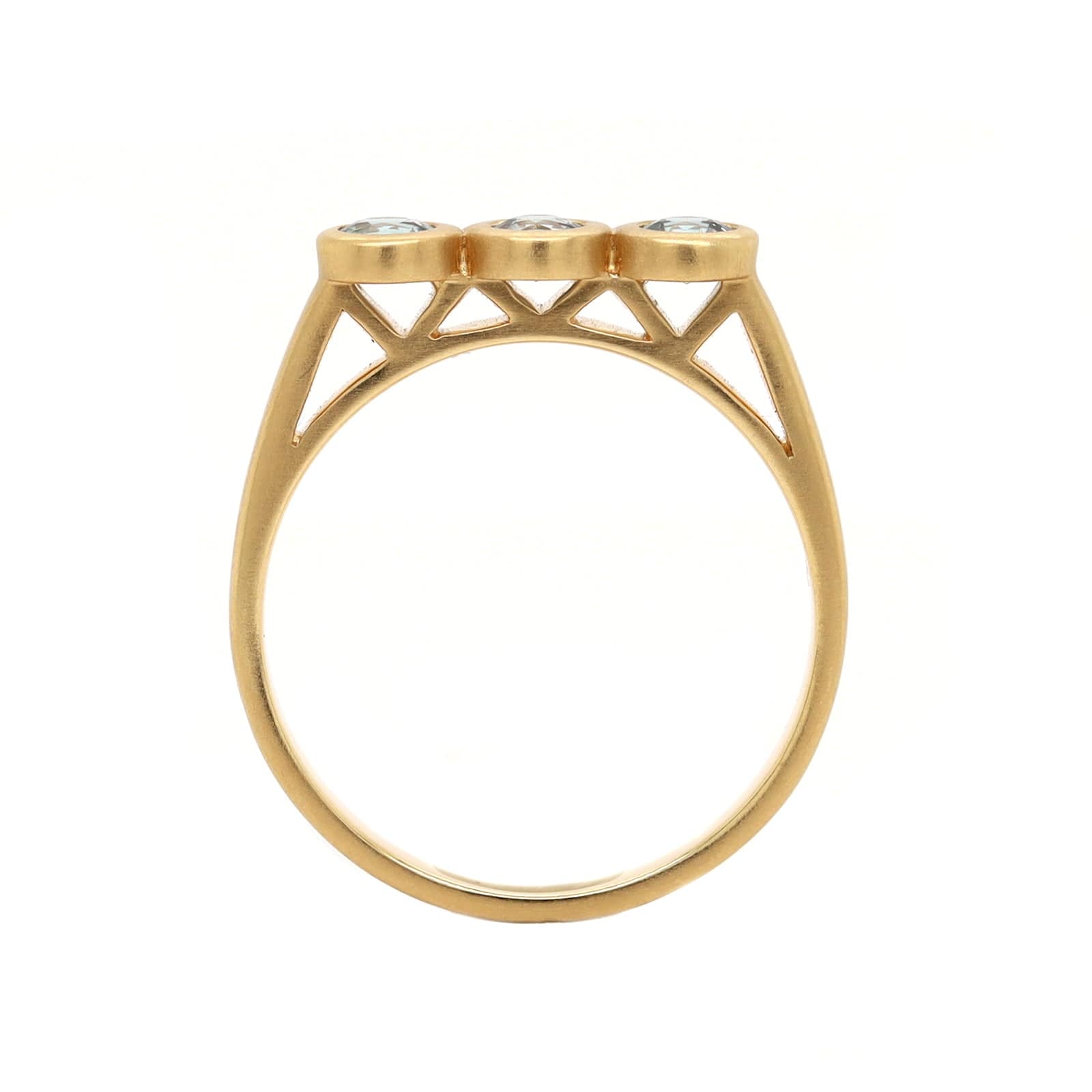 18K Yellow Gold Bezel Set Three Stone Alexandrite Ring
