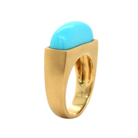 18K Yellow Gold Rectangular Turquoise Ring