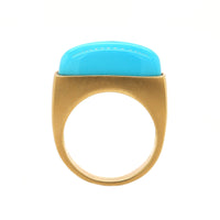 18K Yellow Gold Rectangular Turquoise Ring