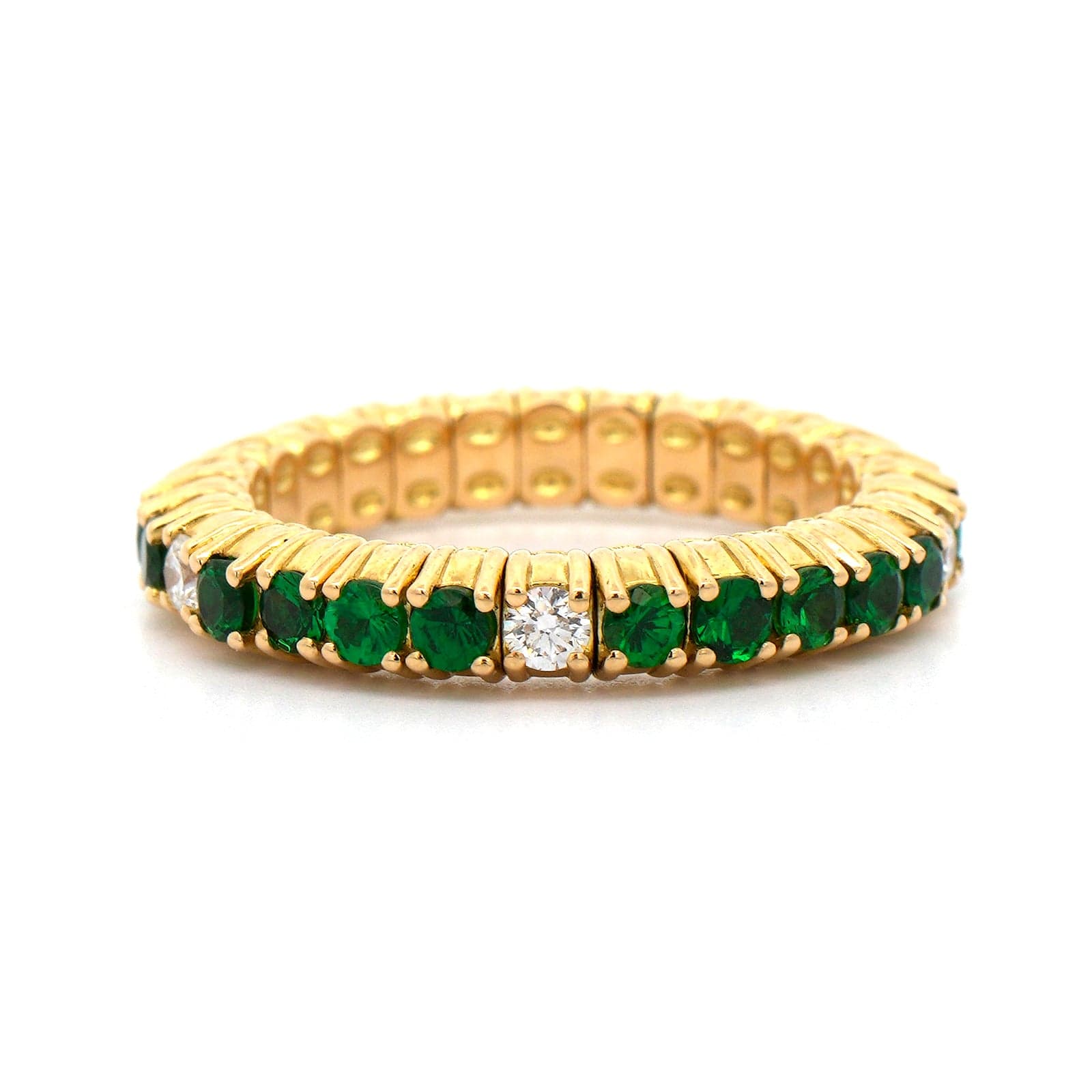 Zydo 18K Yellow Gold Tsavorite and Diamond Stretch Ring