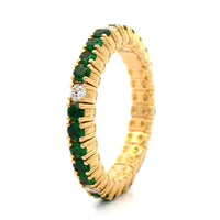 Zydo 18K Yellow Gold Tsavorite and Diamond Stretch Ring