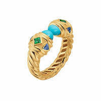 Renaissance® Color Ring 18K Yellow Gold with Turquoise, Tsavorite and Tanzanite, 9.9mm