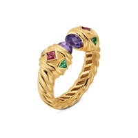 Renaissance® Color Ring 18K Yellow Gold with Amethyst, Pink Tourmaline and Tsavorites, 9.9mm