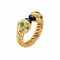 Renaissance® Color Ring 18K Yellow Gold with Black Onyx and Tsavorites, 9.9mm